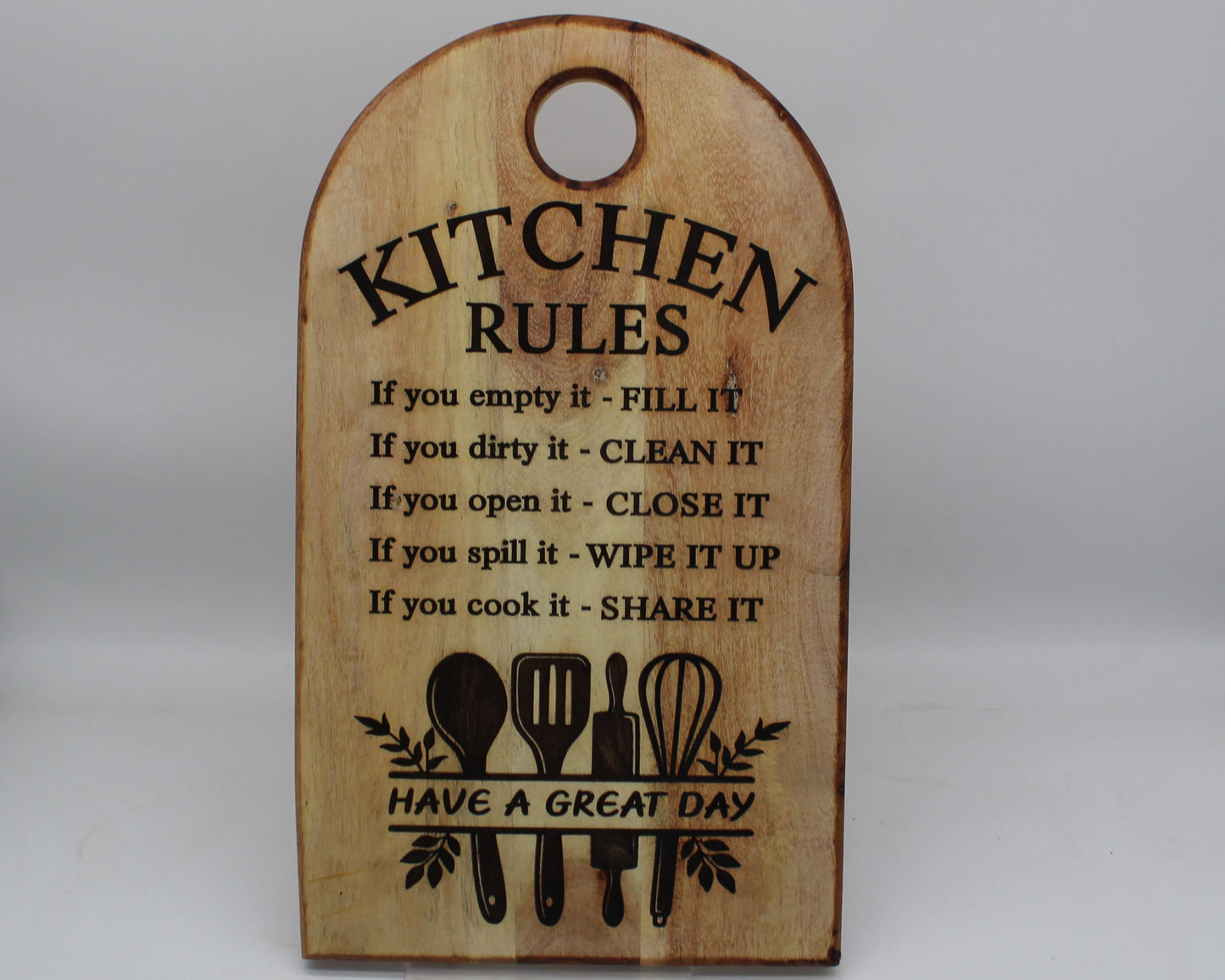 Arch Shaped Kitchen - Rules Chopping Board