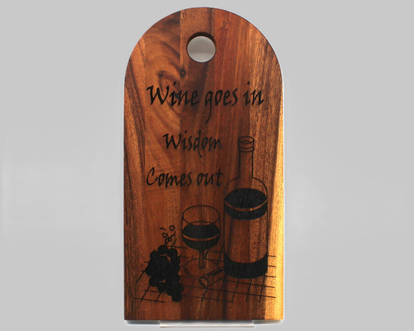 Arch Shaped Wine - Wine Goes In Wisdom Comes Out Serving Board