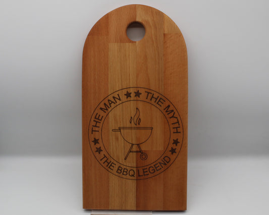 Arch Shaped Male - The Man, The Myth, The BBQ Legend Serving Board