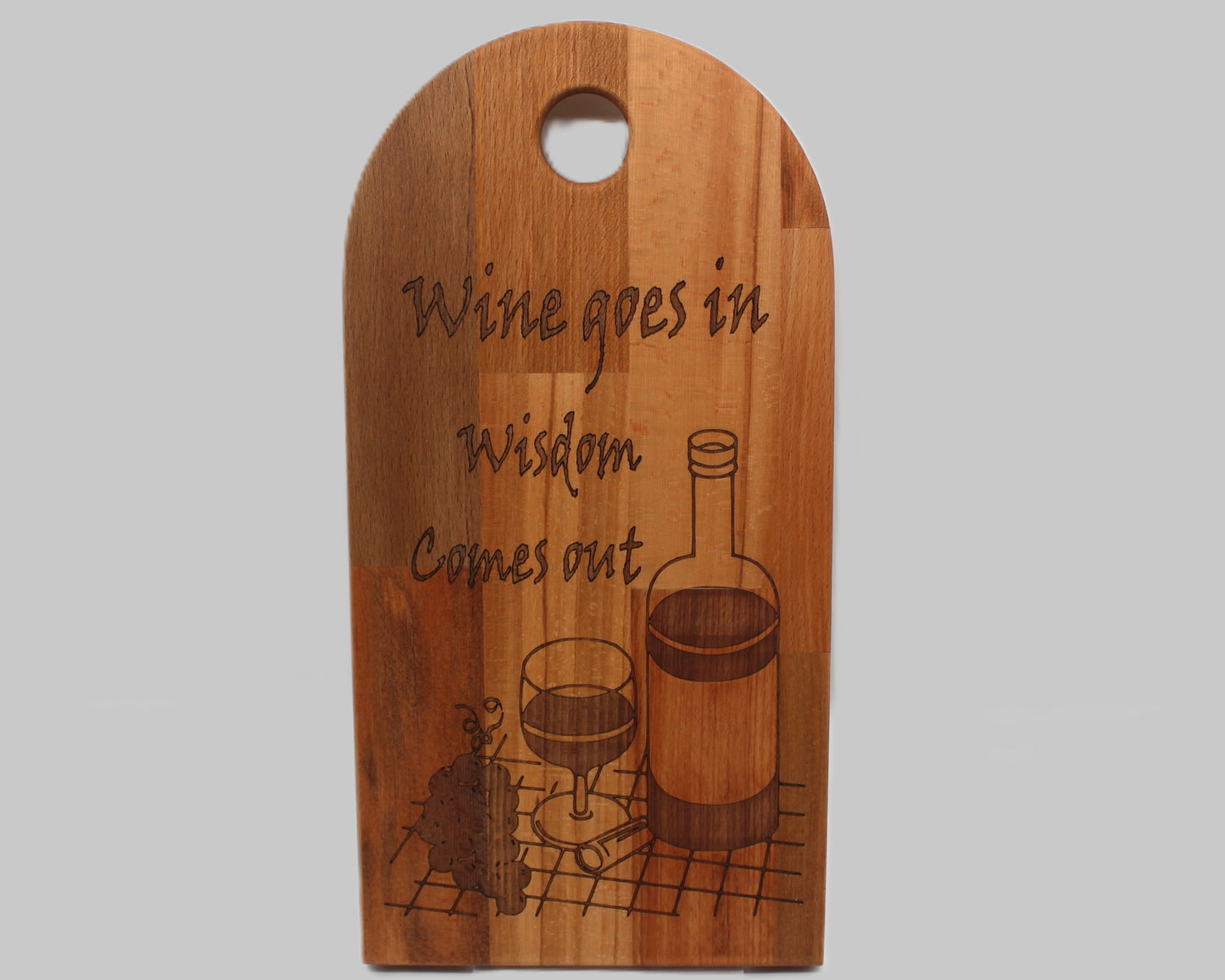 Arch Shaped Wine - Wine Goes In Wisdom Comes Out Serving Board