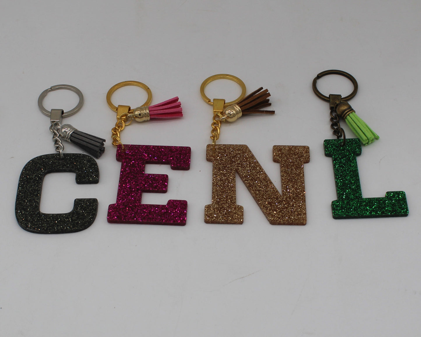 Glitter Letter Keychain Bag Tag