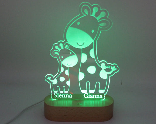 Giraffe Sisters Night Light Personalised