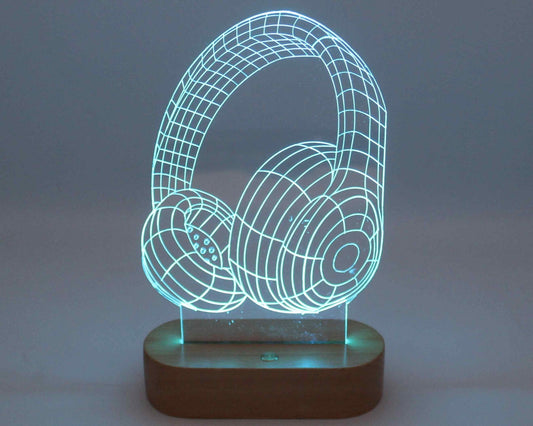 Headphones 3D Illusion Night Light - Haisley Design