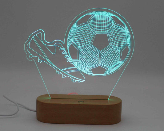 Soccer Ball and Boot 3D Illusion Night Light - Haisley Design