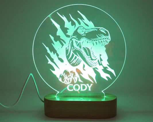 T-Rex Flame Night Light Personalised - Haisley Design